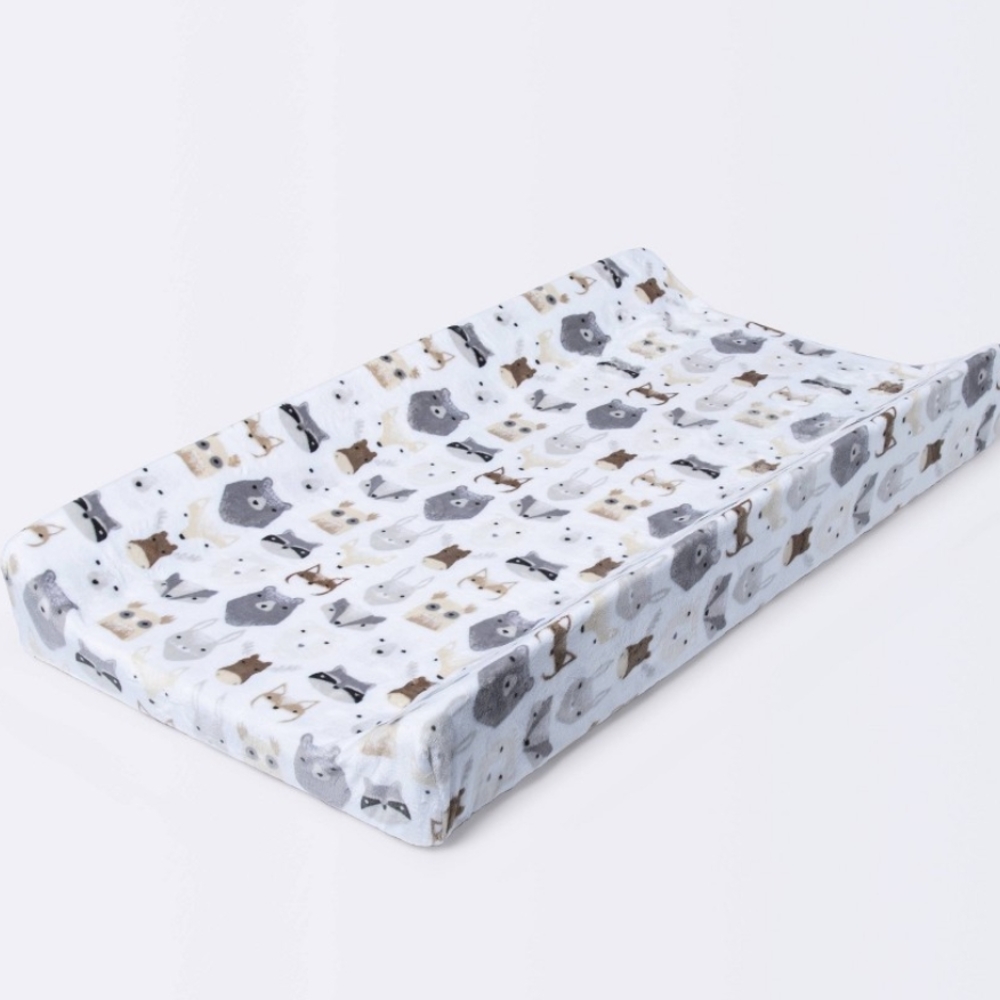 Cloud Island Animal Print Changing Pad Cover - Gray and Brown Minky